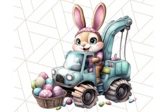Pastel Easter Construction Clipart, Bunny Truck PNG Product Image 19