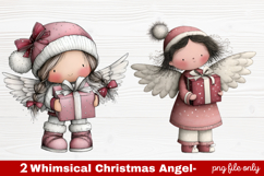 2 Whimsical Christmas Angel Clipart | Cute Holiday Angel PNG Product Image 1