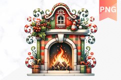Christmas Fireplace- Clipart PNG Design Product Image 1
