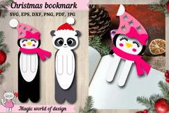 Christmas Bookmark SVG, Layered Snowman penguin Product Image 1