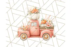Vintage Truck Pumpkin and Fall Flowers PNG Clipart, Autumn Product Image 3