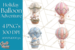 Winter Hot Air Balloon Clip Art for Crafts &amp; Design Product Image 1