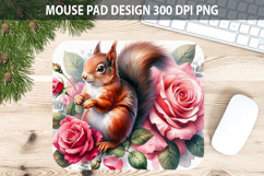 Watercolor Squirrel Mouse Pad Sublimation - Valentines PNG Product Image 1