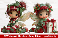 2 Whimsical Christmas Fairy Clipart | Cute Holiday Fairy PNG Product Image 1