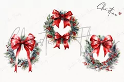 Watercolor Christmas Wreaths Clipart | Watercolor Christmas Product Image 3