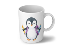 Cute Penguin with Backpack Holding Pencils Watercolor PNG Product Image 5