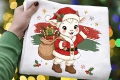 Christmas Santa Goat PNG Sublimation Design - Cute Baby Lamb Product Image 5