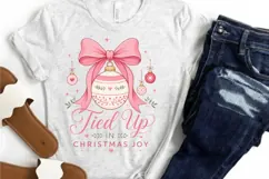 Tied Up In Christmas Joy PNG Sublimation Design - Pink Bow Product Image 2
