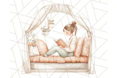 Cozy Book Lover Clipart PNG, Aesthetic Reading Graphics Product Image 3