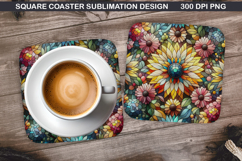 Flowers Coaster Sublimation, Spring Coaster PNG Design Product Image 1