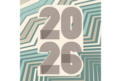 Cover with vertical 2026 number on geometric background Product Image 1