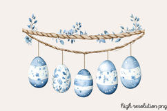 Boho Dusty Blue Easter Clipart PNG Product Image 1