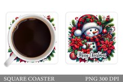 Cute Snowman Coaster Sublimation. Christmas Coaster Design Product Image 1