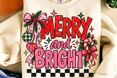 Preppy Pink Merry And Bright PNG, Funny Christmas PNG Product Image 2