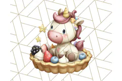 Cute Dessert Unicorn PNG Clipart with Cupcakes & Candies Product Image 3