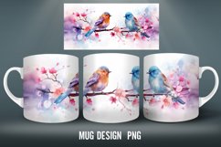 Watercolor Bird Mug Wrap Sublimation Designs|Winter Mug Product Image 3