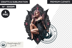 Pastel Goth Fairy Clipart, Black Pink PNG fantasy clipart Product Image 1