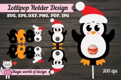 Penguin in Santa hat lollipop Holder svg, papercut template Product Image 1