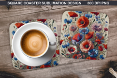 Flowers Coaster Sublimation, Spring Coaster PNG Design Product Image 1