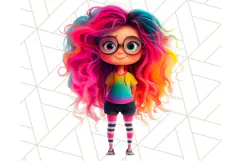Cute Girl Clipart PNG, Playful Character Illustration Product Image 3