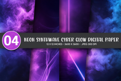 Neon Synthwave Cyber Glow Digital Paper Product Image 1