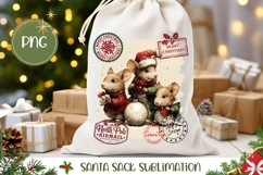 Vintage Christmas Animals Santa Sack PNG, Kids Gift Bag Product Image 1