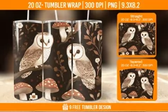 Cute Owl Seemless Tumbler Wrap Designs, Sublimation Wrap Product Image 1
