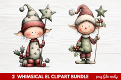 Whimsical Elf Clipart | Cute Christmas Elf PNG Illustration Product Image 1