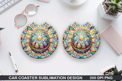 Bright Egg Car coaster sublimation, Easter Coaster PNG Product Image 1