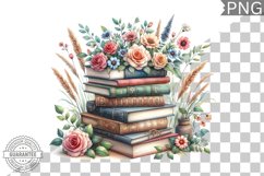 Books Flowers Sublimation- Clipart PNG Design Product Image 1
