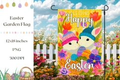 Cartoon Bunny Garden Flag PNG, Easter Garden Flag Template Product Image 1