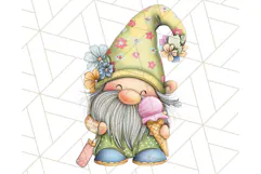 Ice Cream Gnome Clipart PNG Summer Dessert Art, Summer Gnome Product Image 3