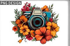 Floral Camera Sublimation PNG Design - Sublimation Design Product Image 1