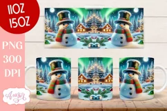 Christmas snowman mug sublimation wrap PNG 11oz 15oz Product Image 3