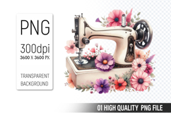 Vintage Sewing Machine Clipart PNG Bundle, High Quality PNG Product Image 14