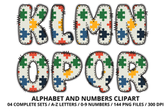 Autism Awareness Doodle Letters Puzzle Piece Alphabet PNG Product Image 3