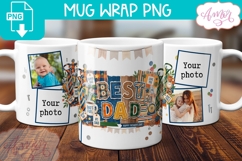 Custom Best Dad coffee mug PNG, Father's Day photo mug wrap Product Image 2