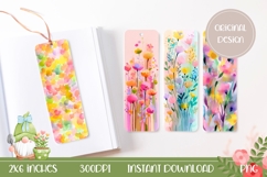 Watercolor Flowers Bookmark Designs, Floral Bookmark Print Product Image 1