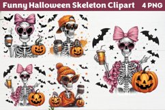 Funny Halloween Skeleton Clipart PNG Product Image 1