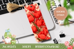 Printable Bookmark, Red Tulips Bookmark Design, Flowers PNG Product Image 1