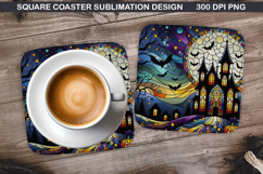 Homes Coaster Sublimation, Halloween Coaster PNG Design Product Image 1