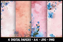 4 Vintage Floral Digital Papers I Junk Journal Product Image 1