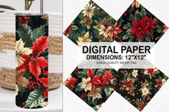Christmas Floral Seamless Digital Paper-Christmas Background Product Image 1