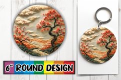 Embroidered 3D Sublimation Circle Kaychain Scene Print PNG Product Image 1