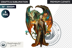 Fantasy Dragon wizard clipart, sorcerer, spellcaster, mage Product Image 1