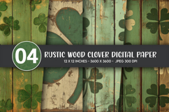 Rustic Wood Clover Digital Paper Product Image 1