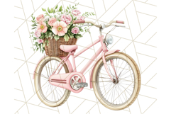 Bicycle with Flowers PNG, Pastel Spring Floral Bike Clipart Product Image 3