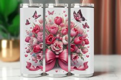 Spring Tumbler Wrap 20 oz - tulips and butterfly Product Image 1