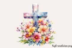 Easter Cross Sublimation Clipart PNG Product Image 1