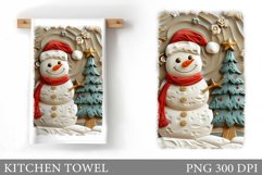 3D Snowman Kitchen Towel Design. Christmas Kitchen Towel Product Image 1